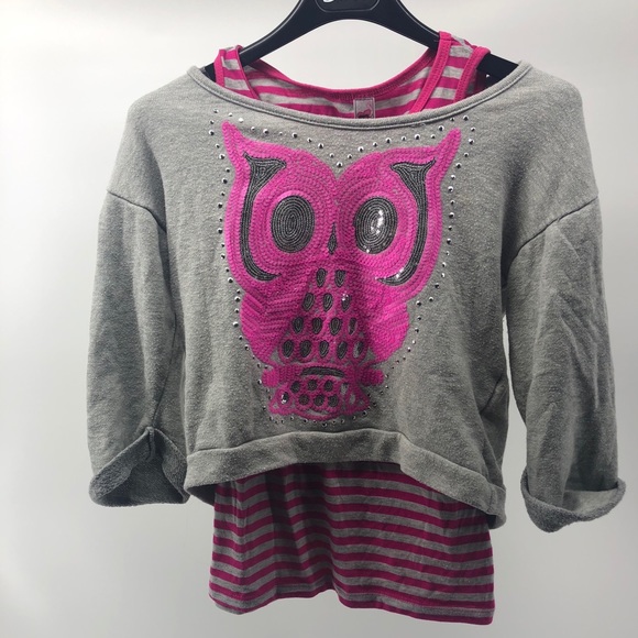 Beautees Sequin Owl Sweater Set -F6 - Picture 2 of 6